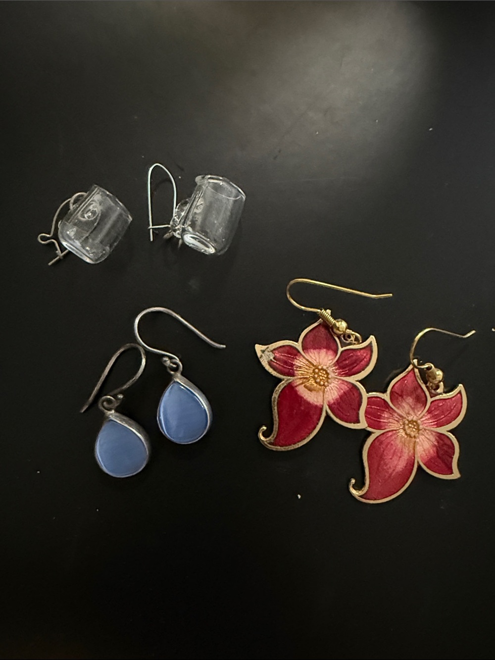 Lot of 3 pairs of dangling earrings